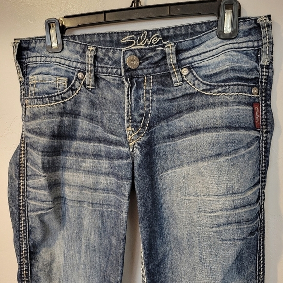 Silver Jeans Women's 28 28/33 Dark Wash Twisted Bootcut Denim - Picture 2 of 11